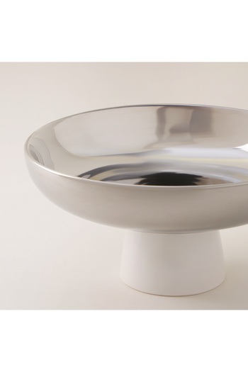 LA MESA Porcelain Serving Stand 25.6Cm Yaqut Collection, Silver