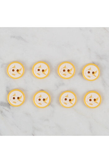 BRL Loren Crafts Yellow 8-Pack Fish Button - 579