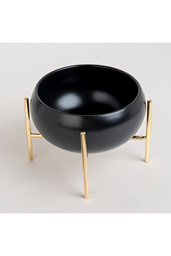 LA MESA Durable Porcelain Salad Bowl Semi Matt Dark Brown/Gold 16 cm