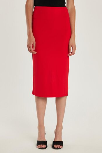 Tudors Women's Slim Fit Slim Fit Midi Length Red Skirt