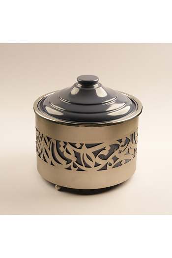 LA MESA Metal Food Server Nickel Plated 29*29*29Cm, Silver