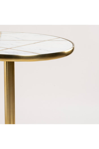 NİCE Side Table - Aluminum And Marble - Dia 39* Ht:55 Cm