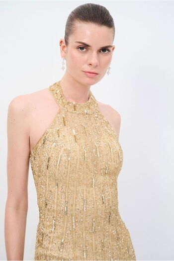 adL Night Zoom Halter Yaka Mini Elbise