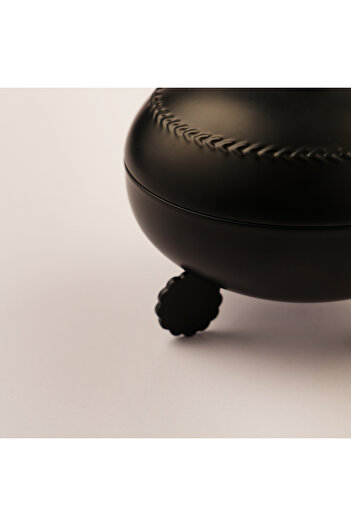 LA MESA Metal Serve Bowl With Lid Black Plated 12*12*12Cm, Black