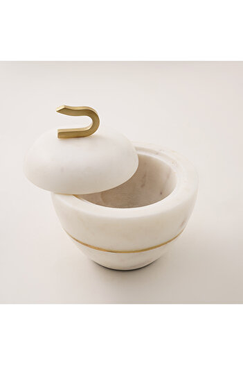 NİCE Sans deco white marble date bowl with cover