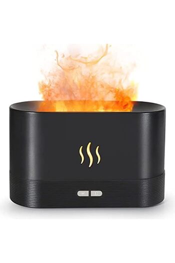 Yuwell YU WELL Flame Humidifier Night Light USB Humidifier Essential Oil Diffuser (2 Brightness, Black)