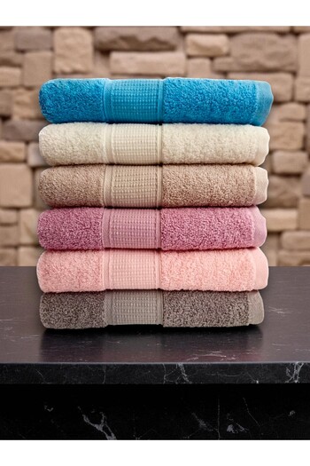 asev tekstil 6Pcs 50X90 cm Hand & Face Towel Set