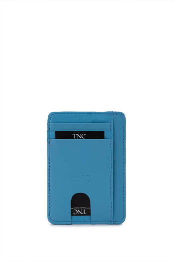 Tamer Tanca Unisex Genuine Leather Blue Card Holder