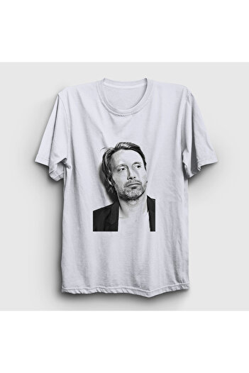 Presmono Unisex Λευκό Pose V2 Mads Mikkelsen T-Shirt 555557tt