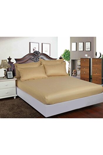 Pucioasa Damask bed cover set + 1 pillowcase, mattress 100x200cm, Beige (cappuccino)