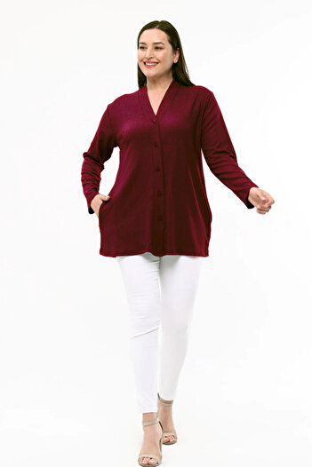 Laden Spring Summer Women's Cardigan Wrinkled Mother Women's Classic Matte Burgundy