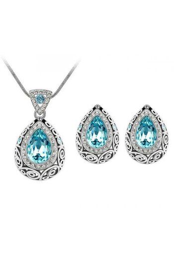 Kelan Set bijuterii Queen Elegance – cristale Aquamarine Blue, placat cu argint S925