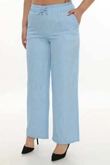 AKŞEN GİYİM Plus Size Cotton Thin Fabric Full Summer Wide Leg Pants
