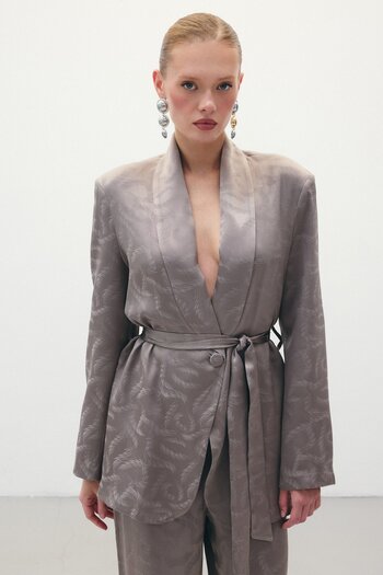 Sateen Jacquard Satin Jacket - Mink