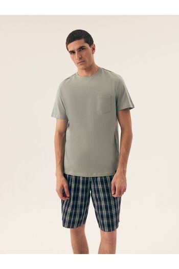 Henderson Elegant & classic cotton men's 2-piece pajama for daily use & Shirt & Shorts & Plaid pattern| Dexter