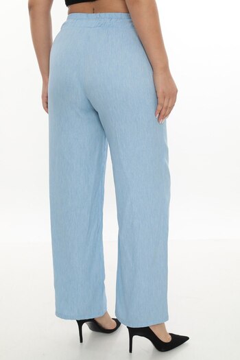 AKŞEN GİYİM Plus Size Cotton Thin Fabric Full Summer Wide Leg Pants