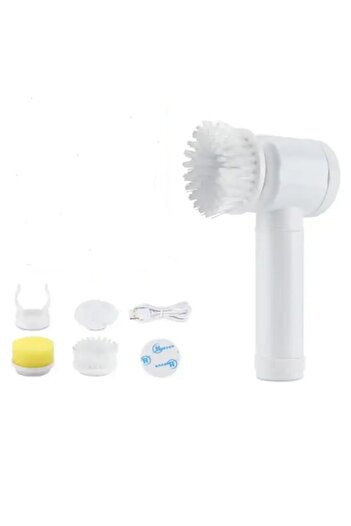 Herum Electric Cleaning Brush with Accessories, White, 6 Pieces