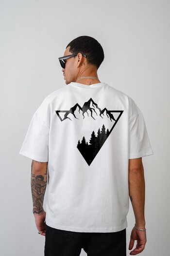 king brich Μπλουζάκι με στάμπα Mountain Unisex Oversize