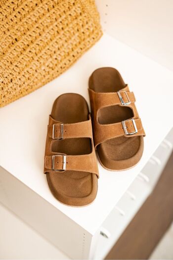 by selvi Lukka Shoes Ανδρικές παντόφλες Lorenzo Taba με διπλή πόρπη, ελαφριά σόλα από φελλό