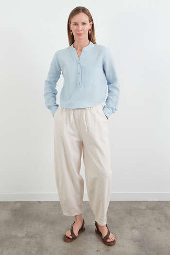 Fulla Moda Muslin Fabric Single Pocket Collar Buttoned Shirt
