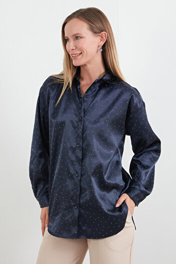 Fulla Moda Сорочка з довгим спинкою з атласу