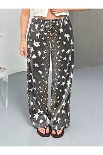 Melek Bebeğim Star Patterned Satin Trousers