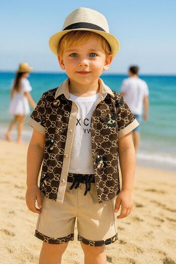 Bulut Baby Boy's Summer, Sea Shirt-T-Shirt-Shorts Set