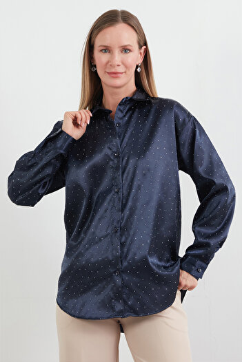 Fulla Moda Сорочка з довгим спинкою з атласу
