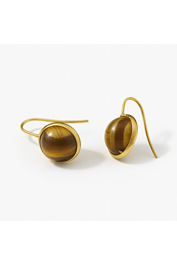 OEM Handmade Labradorite and Tiger Eye Earrings, blown with 18K Gold – For a bohemian vibe and