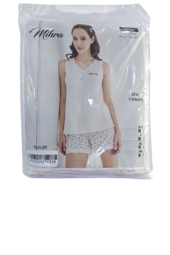 Mihra Ring Viscosa Zero Sleeve Shorts with Buttons Tkm.