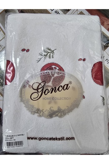 GONCA Lamazihome Pomegranate Embroidered Patterned Hand and Kitchen Cotton Towel