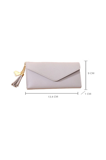 OEM Long Leather Wallet for Women, Gray