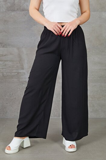 Wovna Women's Wide Leg Comfortable Fit Casual Pants with Elastic Waist