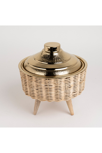 Generic Small Bamboo Basket With Jar Gold