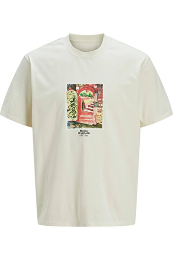 Jack & Jones Tricou JACK & JONES Paros Graphics Πρόσοψη - 12273494-Αντίκ Λευκό