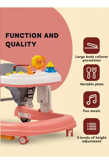 COOYA 2 In1 Round Kids Walker,3 Adjustable Height,Musical Toy,Speed Adjustable Wheels,For Baby 6-24 Months