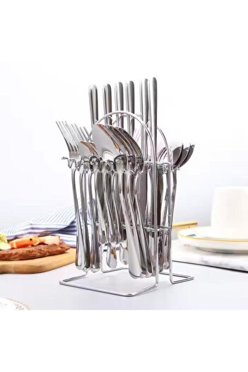 Generic 24-Piece Stainless Steel Cutlery Set, Dishwasher-Safe Kitchen Utensil Set (Knives, Forks And Spoons)