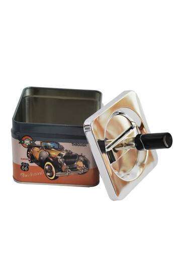 PUFO Car Travel windproof metal ashtray with button, 9 cm