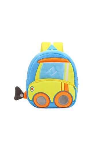 KERNOWSUN Ghiozdan din plus KERNOWSUN, model Buldozer, prescolari, gradinita, cresa, sky blue