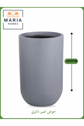 MARIA HOMES Fiber Circular Pot 100x60 cm – Large Indoor Decorative Planter in Gray