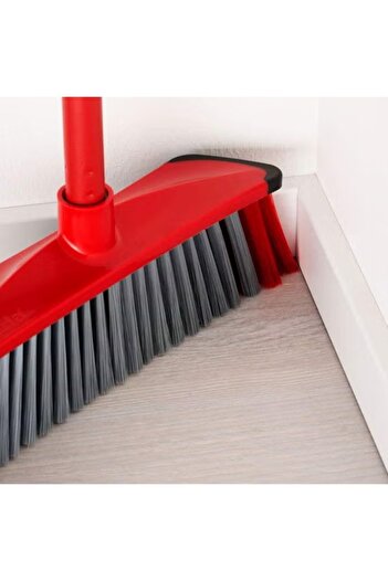 Vileda 3 Action Indoor Floor Broom With Stick Red