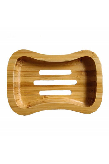PUFO Nature bamboo soap dish for bathroom, 12 cm, brown