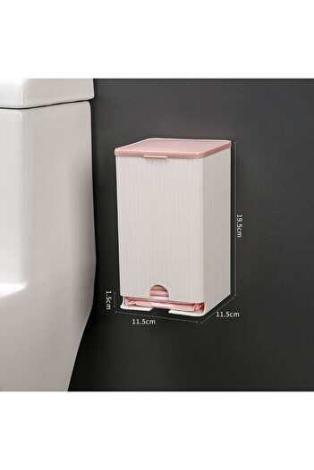 Choice Pink ​​Wall-Mounted Bathroom Organizer - Flip-Top Storage Box for Feminine Care & Cotton Swabs, Wate