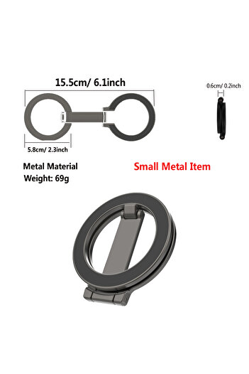 Choice Titanium Black-Metal Double Sided Magnetic Phone Ring Holder for Magsafe Universal Folding Car Holde