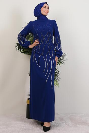 GİYZAMİLA Yase Stone Dress Night Blue