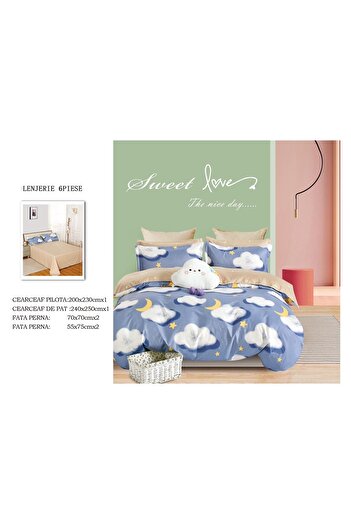 CHIRASO FINET Cotton Bed Linen, Classic Sheet 240x250cm, Duvet Cover 200x230cm, 4 Pillowcases