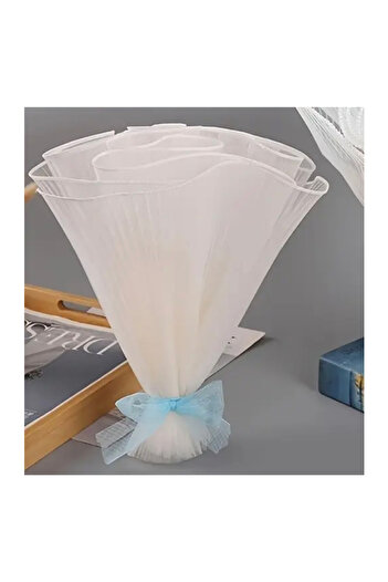 Sosyete shop Pleated Flower Tulle Ruffled Tulle Bridal Bouquet Tulle 1 Mt (35×100cm)Arrangement Ornament Tulle