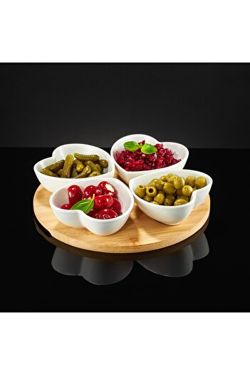 Ambition Bowl Set, 5 Pieces, Heart, Matte White,