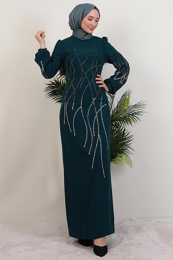 GİYZAMİLA Yase Stone Dress Emerald