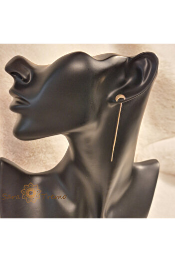 saratremo Gold-plated earrings – thread-through design, crescent moon decoration